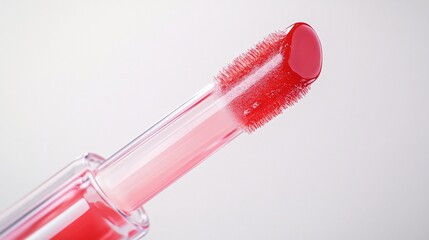 Close-up of red lip gloss applicator (1)