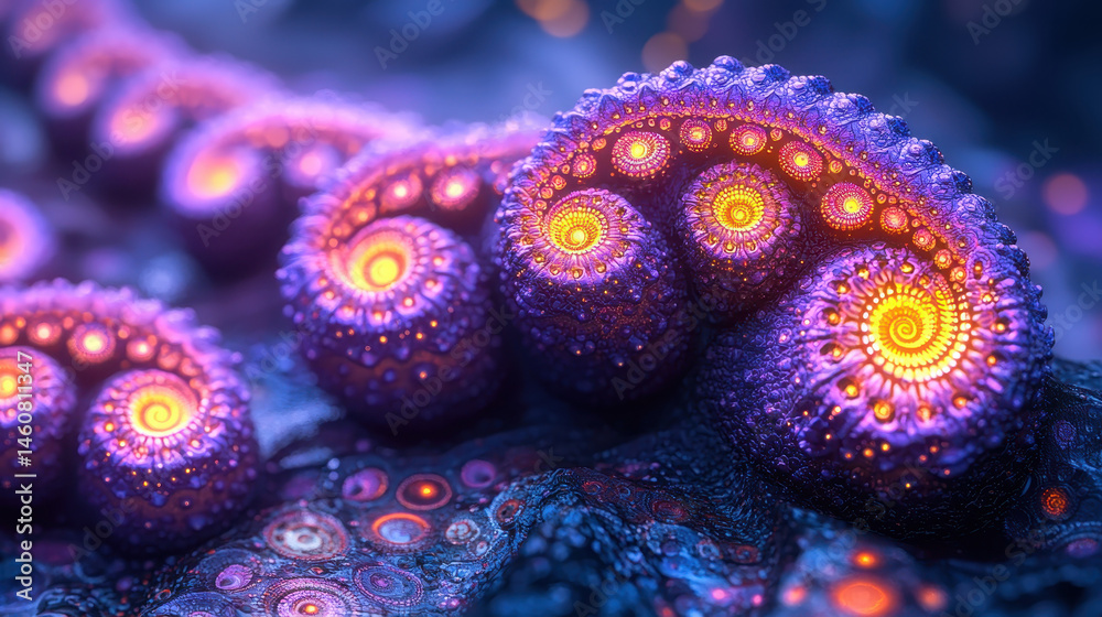 Poster a realistic 4k side angle view presents intricate 3d fractal art, showcasing mesmerizing patterns an