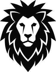 minimal lion head logo silhouette icon vector illustration
