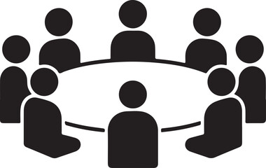 Team business meeting with teamwork and collaboration flat vector icon for apps and websites.Team business people, teamwork icon.