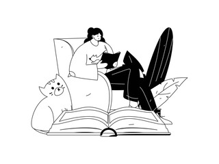 Character reading quietly vector concept operation hand drawn illustration
