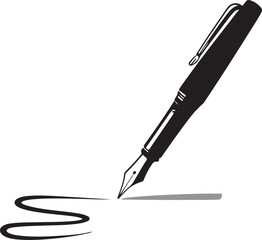The signature icon. Pen and undersign, underwrite, ratify symbol. Flat