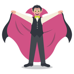 Halloween Dracula Illustration with Trendy Cartoon Design. Vector Character.