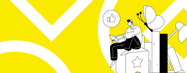 Character reading quietly vector concept operation hand drawn illustration
