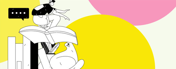 Character reading quietly vector concept operation hand drawn illustration
