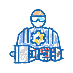 aircraft maintenance aeronautical engineer icon doodle illustration