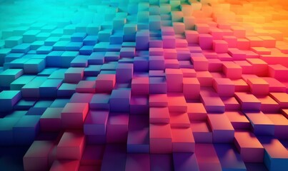 Colorful Cubes in Abstract Three-Dimensional Pattern Design
