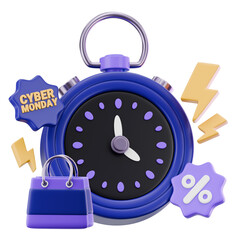 3D Cyber Monday Icon Sale Discount Promotion Checkout Wallet Store Shopping Price Payment