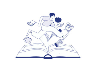 Character reading quietly vector concept operation hand drawn illustration
