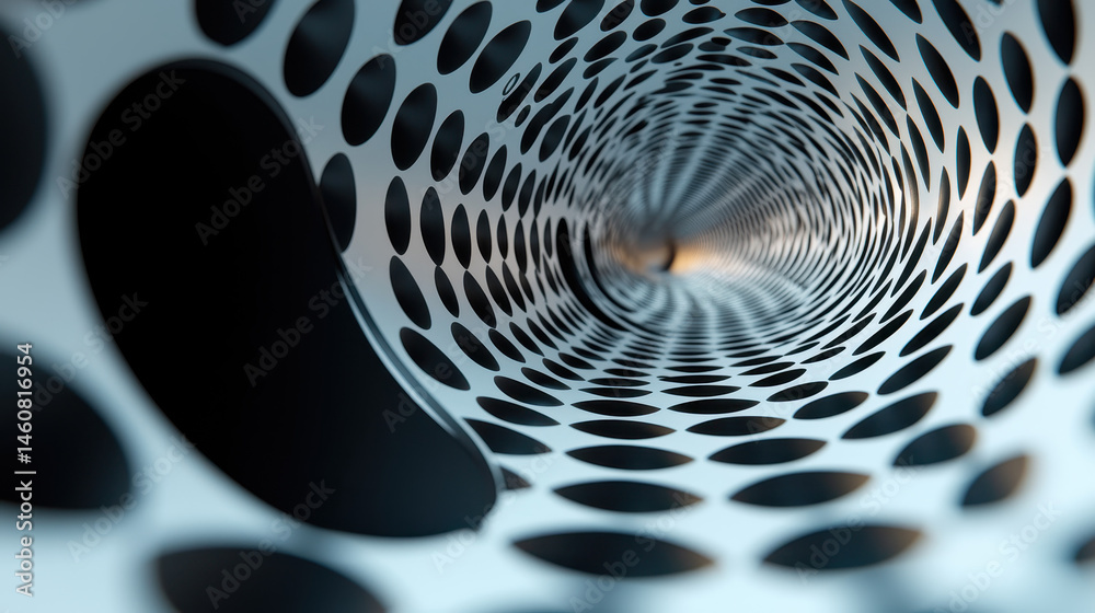 Poster an abstract realistic 4k hypnotic visual in a 3d background shows a side angle perspective of a rece