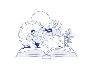 Character reading quietly vector concept operation hand drawn illustration
