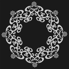 Original light pattern of round shape on dark background for tiles or fabric