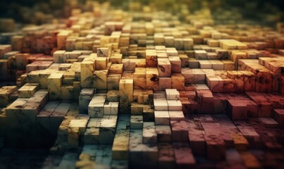 Abstract 3D Marble Blocks in a Colorful Gradient Arrangement