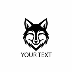 Fox Head Logo – Monochrome Stylized Wild Animal Vector on Isolated White Background