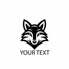 Fototapeta premium Fox Head Logo – Monochrome Stylized Wild Animal Vector on Isolated White Background