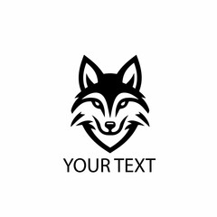 Fox Head Logo – Monochrome Stylized Wild Animal Vector on Isolated White Background