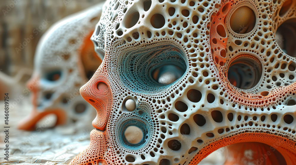 Poster side angle 4k view displays an intricate 3d background art piece featu mesmerizing fractal patterns 
