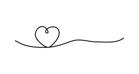 Continuous hand draw heart line vector isolated 