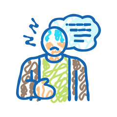 regretful thoughts sad mood icon doodle illustration