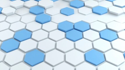 Fototapeta premium Abstract Hexagon Pattern White Blue 3D Render Background