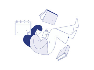 Character reading quietly vector concept operation hand drawn illustration
