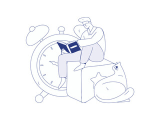 Character reading quietly vector concept operation hand drawn illustration
