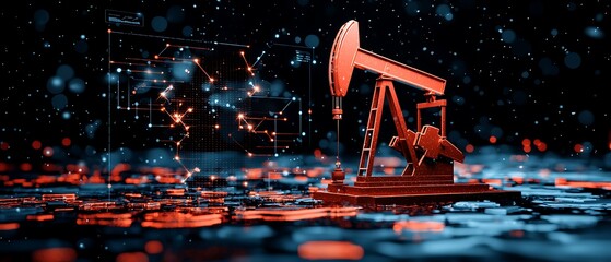 Oil rig with digital network overlay