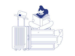 Character reading quietly vector concept operation hand drawn illustration
