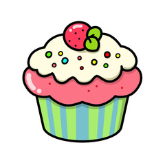 Illustration of muffin cakes from cream, is good as, stickers, logos, or icons with white background.