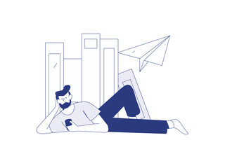 Character reading quietly vector concept operation hand drawn illustration
