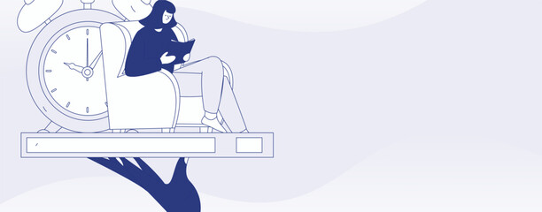 Character reading quietly vector concept operation hand drawn illustration
