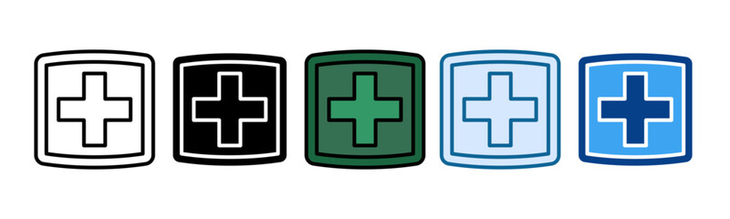 Medical Cross Icon Set Multiple Style Collection
