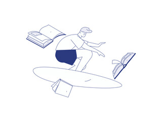 Character reading quietly vector concept operation hand drawn illustration
