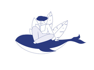 Character reading quietly vector concept operation hand drawn illustration
