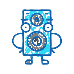 vintage speaker character retro music icon doodle illustration