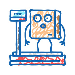scale weight cardboard box character icon doodle illustration