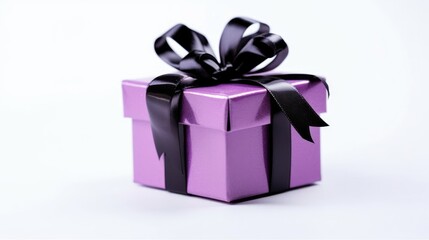 Purple Gift Box with Black Ribbon