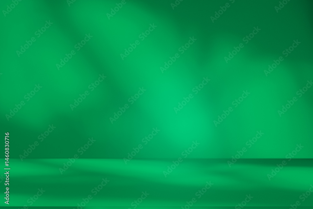 Leinwandbilder wall interior background, studio and backdrops show products. with leaf shadow from window color gre