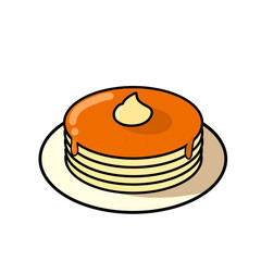 Illustration of pancakes that have jam, is good as, stickers, logos, or icons with white background.