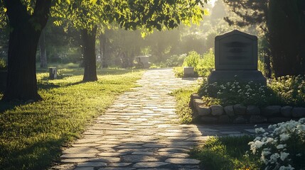 Sunlit park path