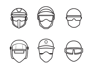 Minimalist Face Shield Line Art for Health and Safety Iconography