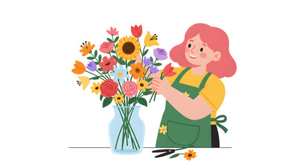 Obraz premium Flower arrangement by person