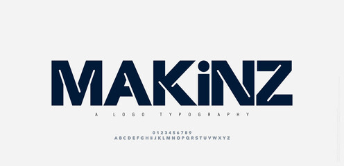 Modern minimal logo alphabet font. Typography abstract sans serif technology, electronic, movie, future, creative logos fonts. vector illustration