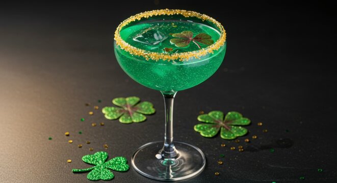 Emerald green cocktail, St. Patricks Day