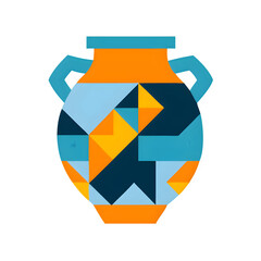 Abstract Geometric Vase Design Blue Orange Yellow Modern Art Decor