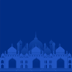 flat blue mosque silhoutte fr...