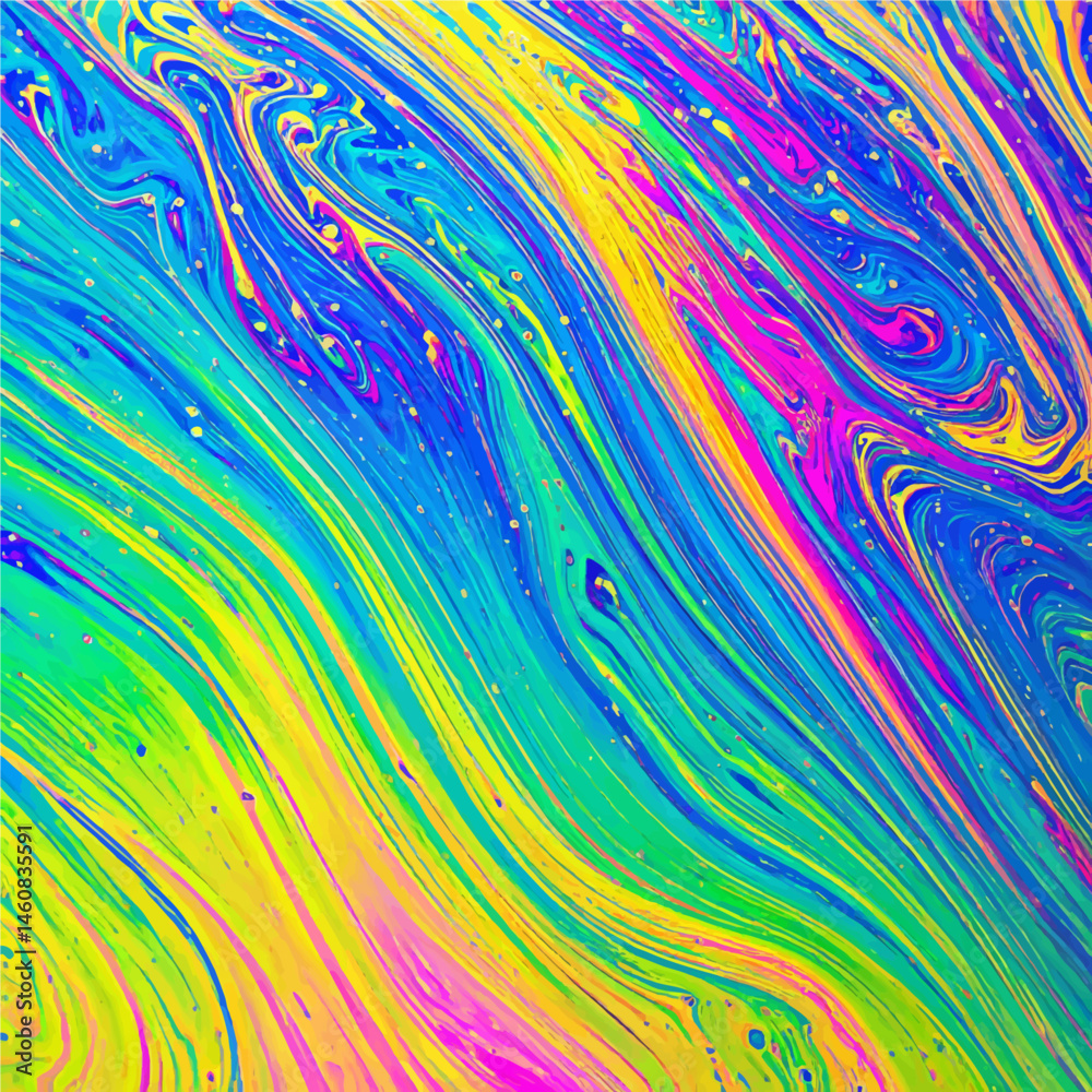 Poster abstract colorful background with vibrant swirling patterns and iridescent textures creating a mesme