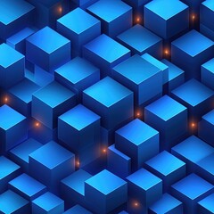 Obraz premium Geometric pattern of overlapping, glossy blue cubes.