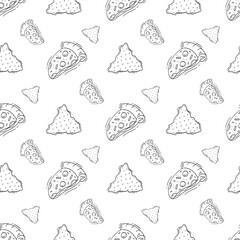 food pattern. fast food seamless pattern. doodle food and beverage seamless pattern. food background