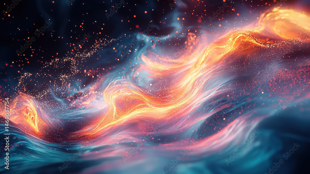 Poster realistic 4k 3d visualization of dynamic flowing music background showing side a with vibrant colors